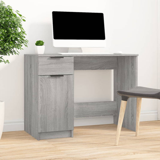 Grey Sonoma Engineered Wood Desk 100x50x75 cm - Stylish & Durable
