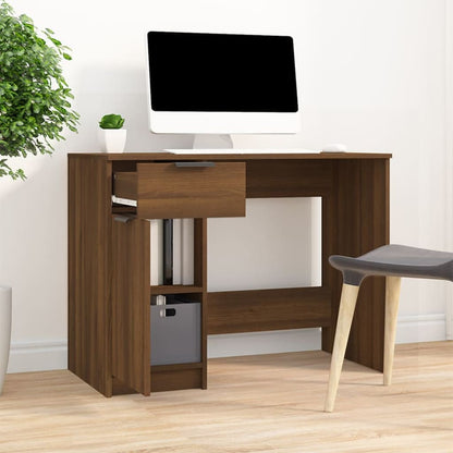 Compact Brown Oak Desk 100x50x75 cm - Engineered Wood Design
