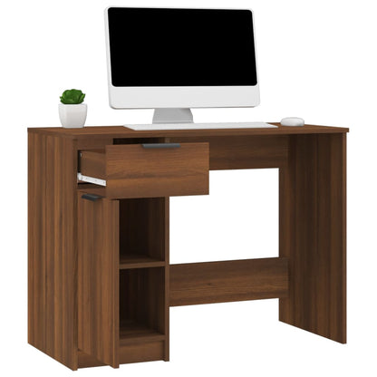 Compact Brown Oak Desk 100x50x75 cm - Engineered Wood Design