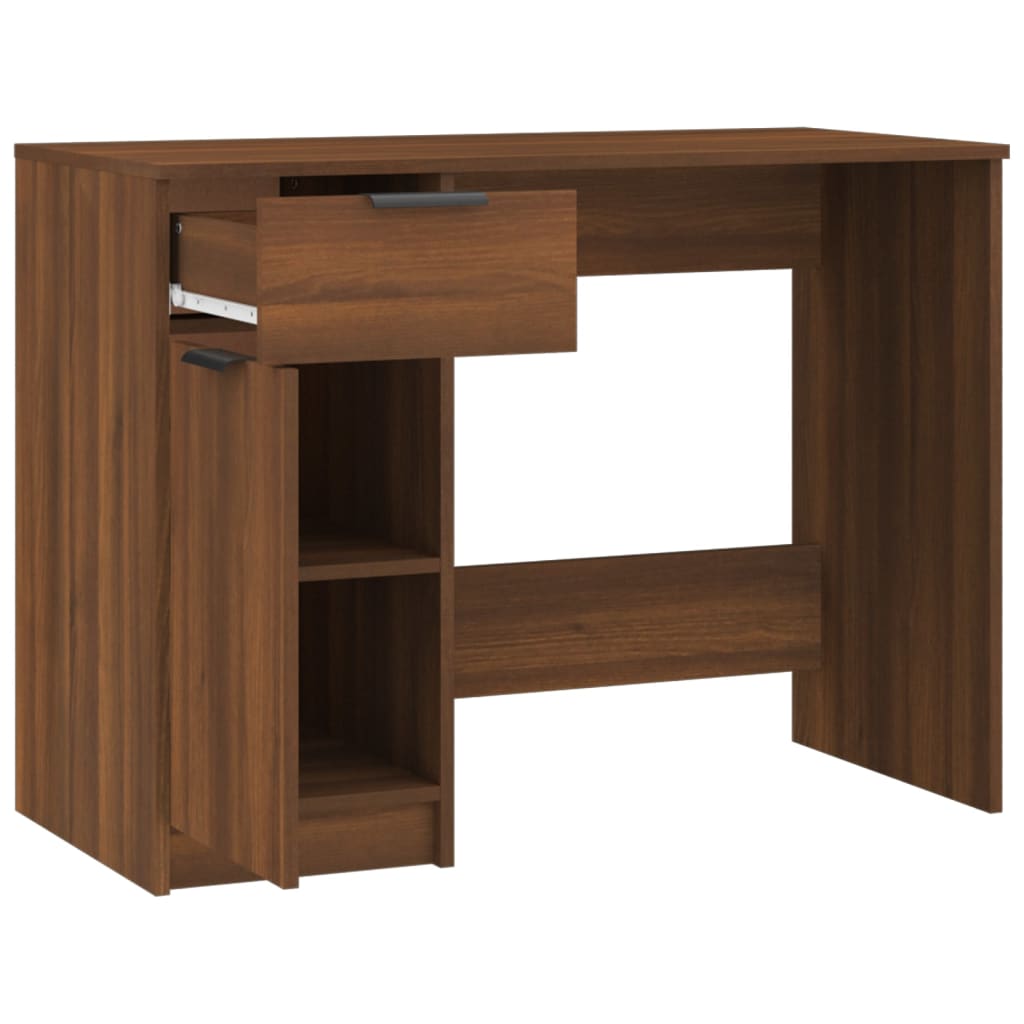 Compact Brown Oak Desk 100x50x75 cm - Engineered Wood Design