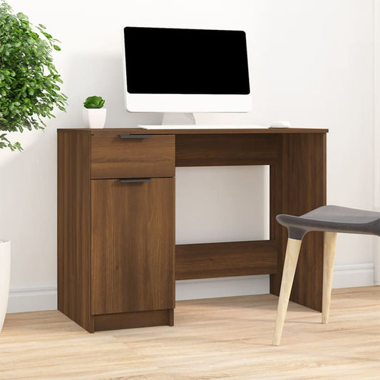 Compact Brown Oak Desk 100x50x75 cm - Engineered Wood Design