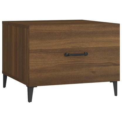 Coffee Table with Metal Legs Brown Oak 50x50x40 cm