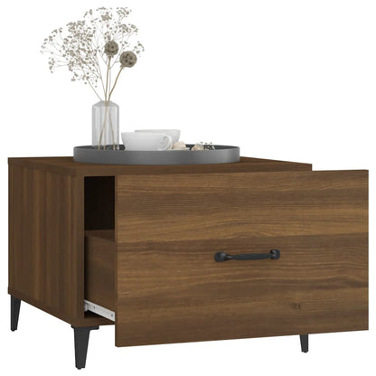 Coffee Table with Metal Legs Brown Oak 50x50x40 cm