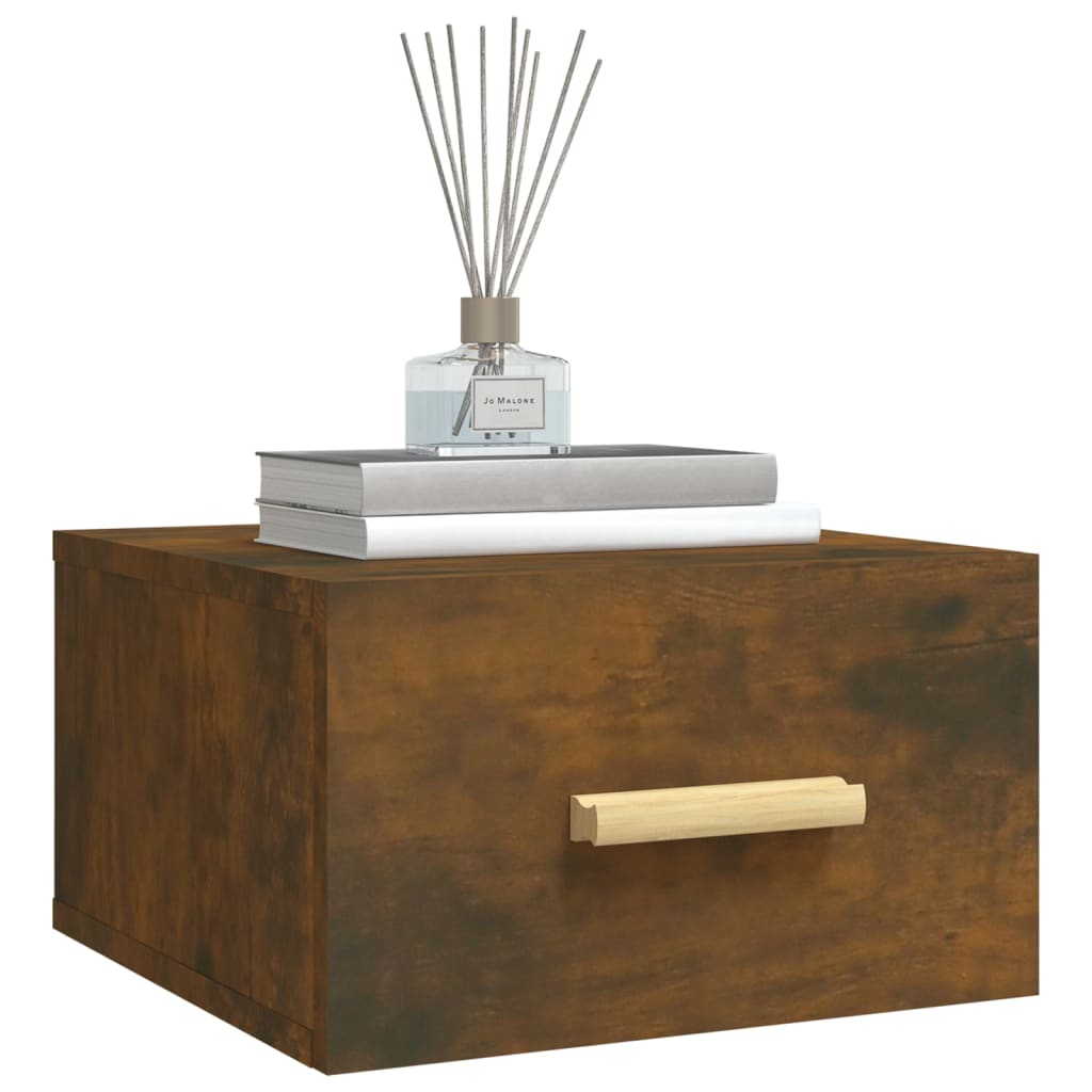 Smoked Oak Wall-Mounted Bedside Cabinets 2pcs - 35x35x20 cm