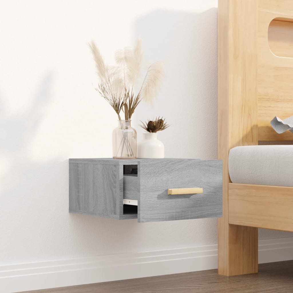 Gray Sonoma Wall-Mounted Bedside Cabinet 35x35x20 cm