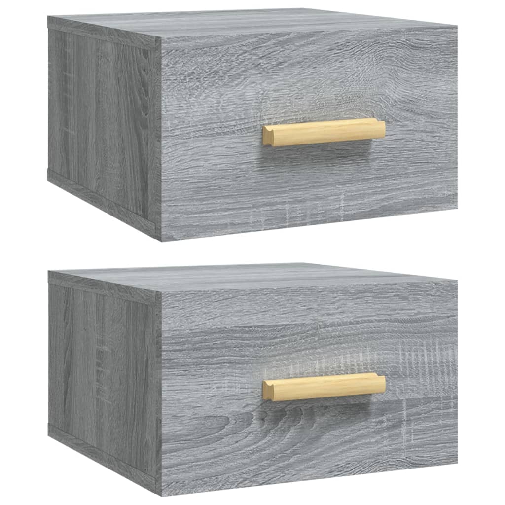 Grey Sonoma Wall-mounted Bedside Cabinets - Set of 2, 35x35x20 cm