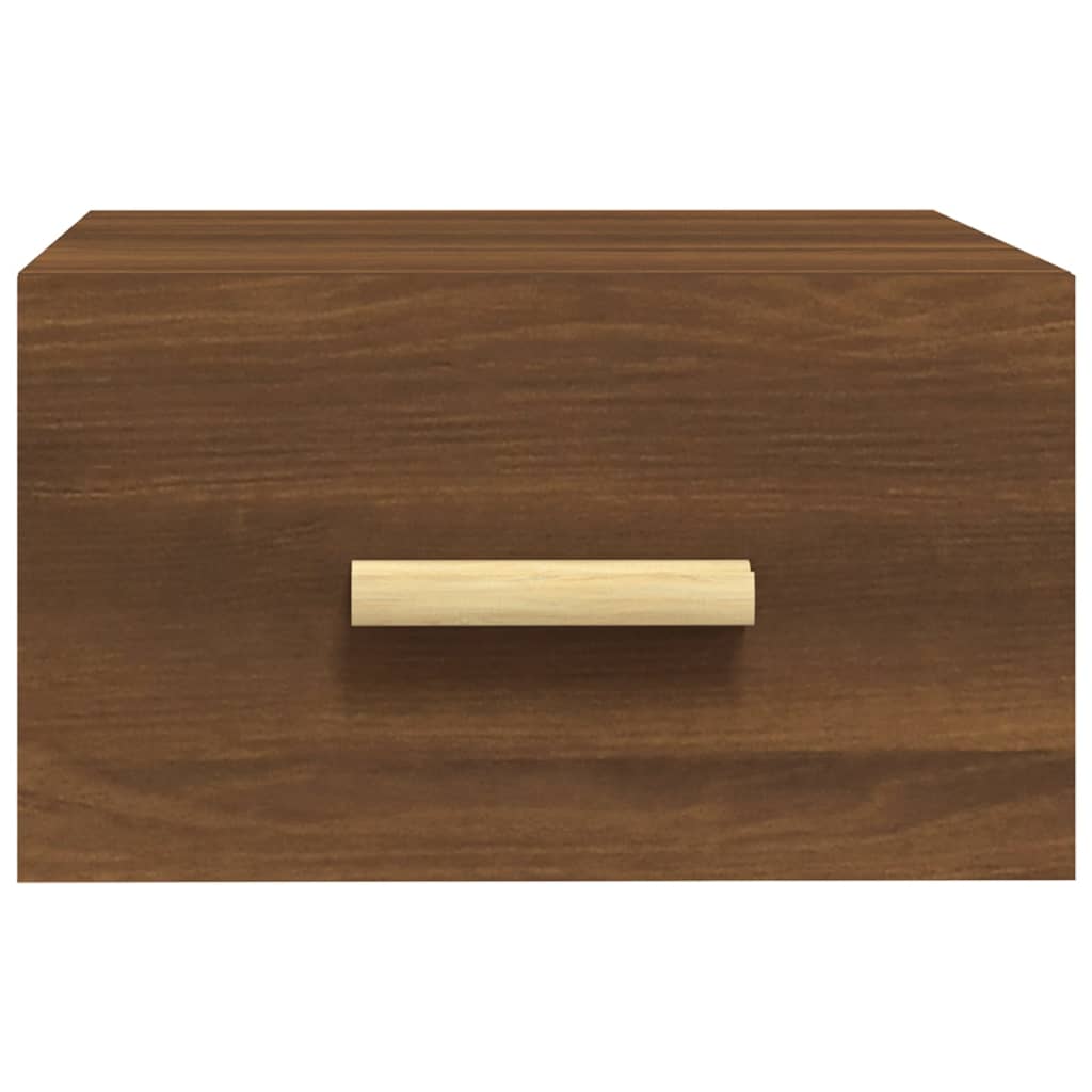 Brown Oak Wall-Mounted Bedside Cabinet - 35x35x20 cm