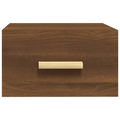 Brown Oak Wall-Mounted Bedside Cabinet - 35x35x20 cm
