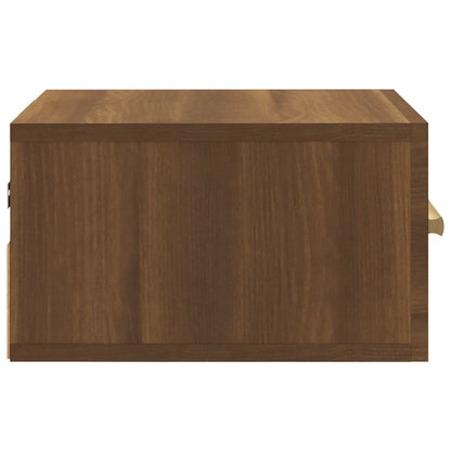 Brown Oak Wall-Mounted Bedside Cabinet - 35x35x20 cm