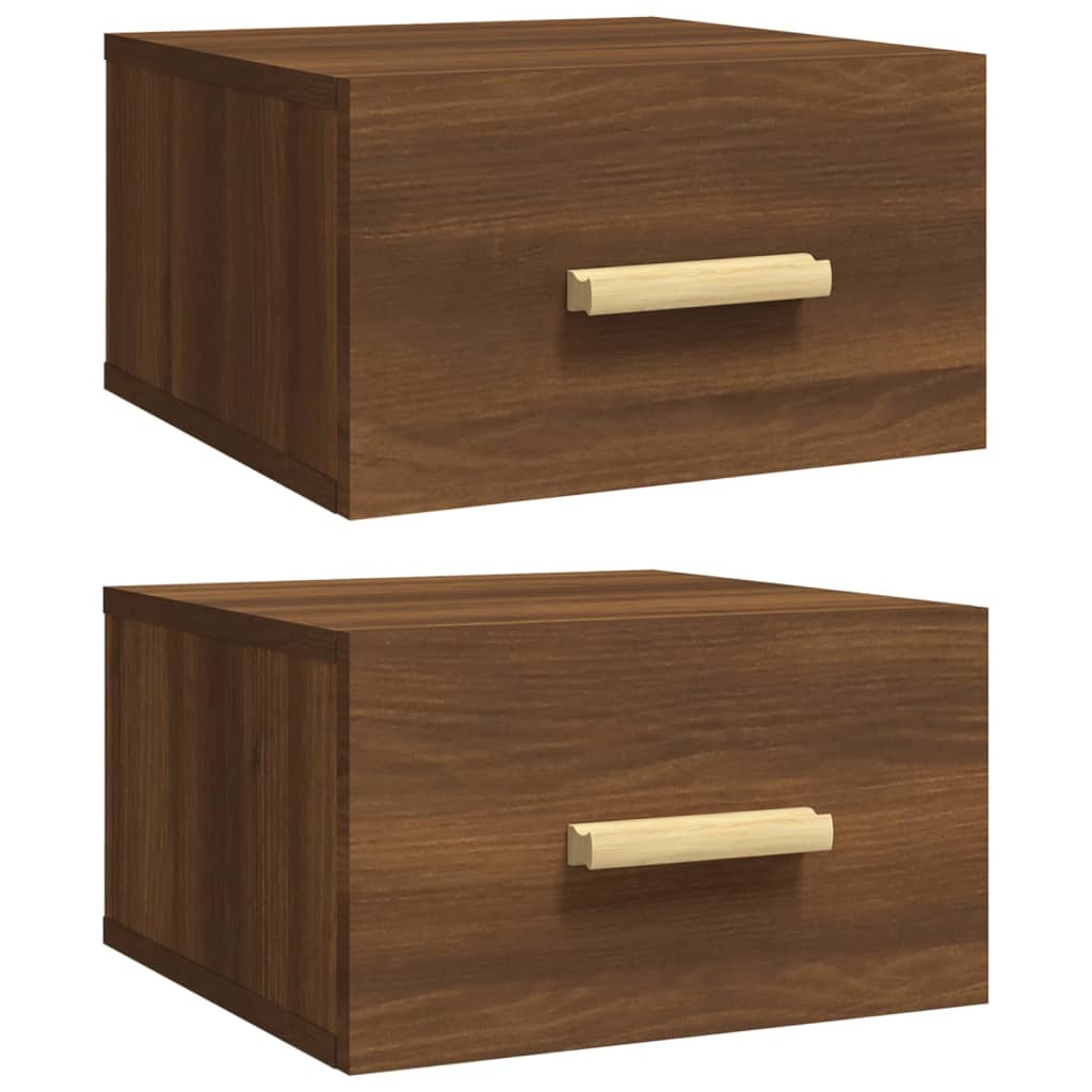 Brown Oak Wall-Mounted Bedside Cabinets, 2 Pcs, 35x35x20 cm