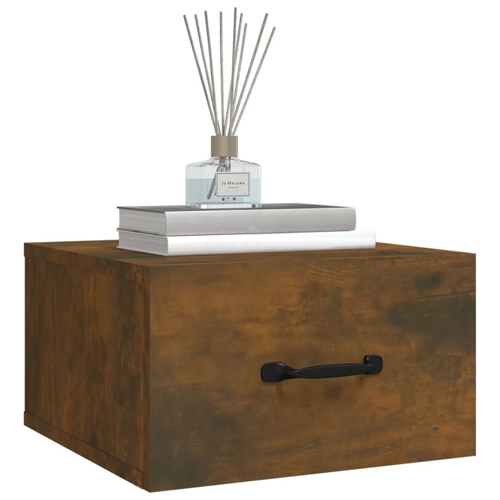 Wall-mounted Bedside Cabinets, Smoked Oak, 2 pcs, 35x35x20 cm