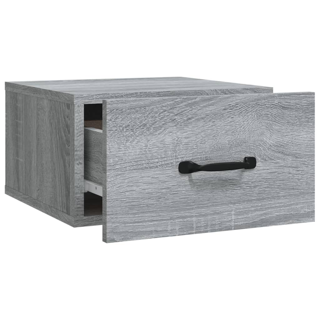 Set of 2 Grey Sonoma Wall-Mounted Bedside Cabinets 35x35x20 cm