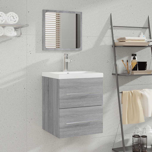 Grey Sonoma Bathroom Cabinet with Mirror - Engineered Wood, 41x38.5x48 cm