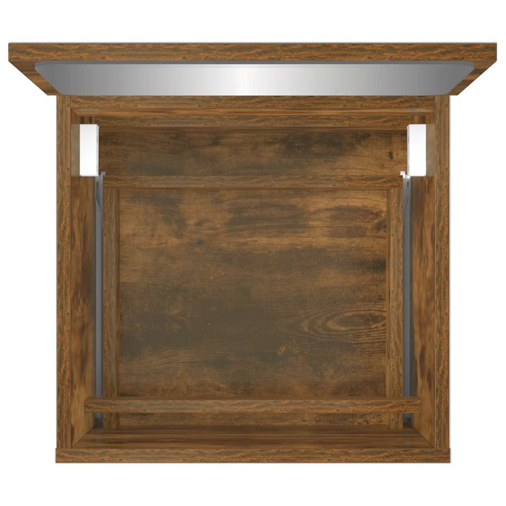Smoked Oak Engineered Wood Bathroom Cabinet with Mirror