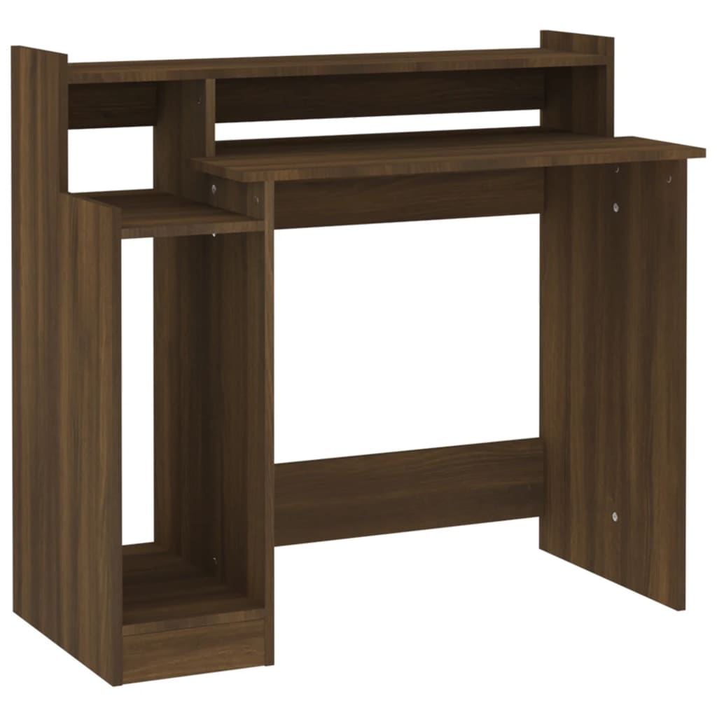 Brown Oak Desk with LED Lights - 97x45x90 cm Engineered Wood