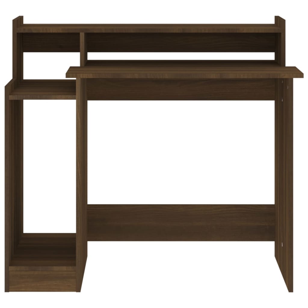 Brown Oak Desk with LED Lights - 97x45x90 cm Engineered Wood