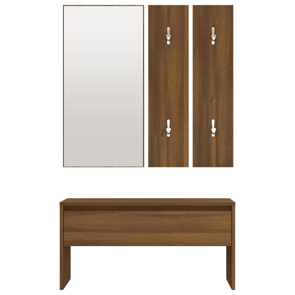 Brown Oak Engineered Wood Hallway Furniture Set