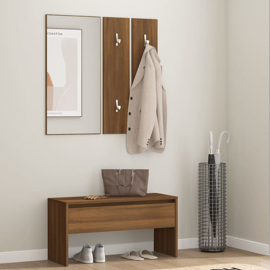 Brown Oak Engineered Wood Hallway Furniture Set