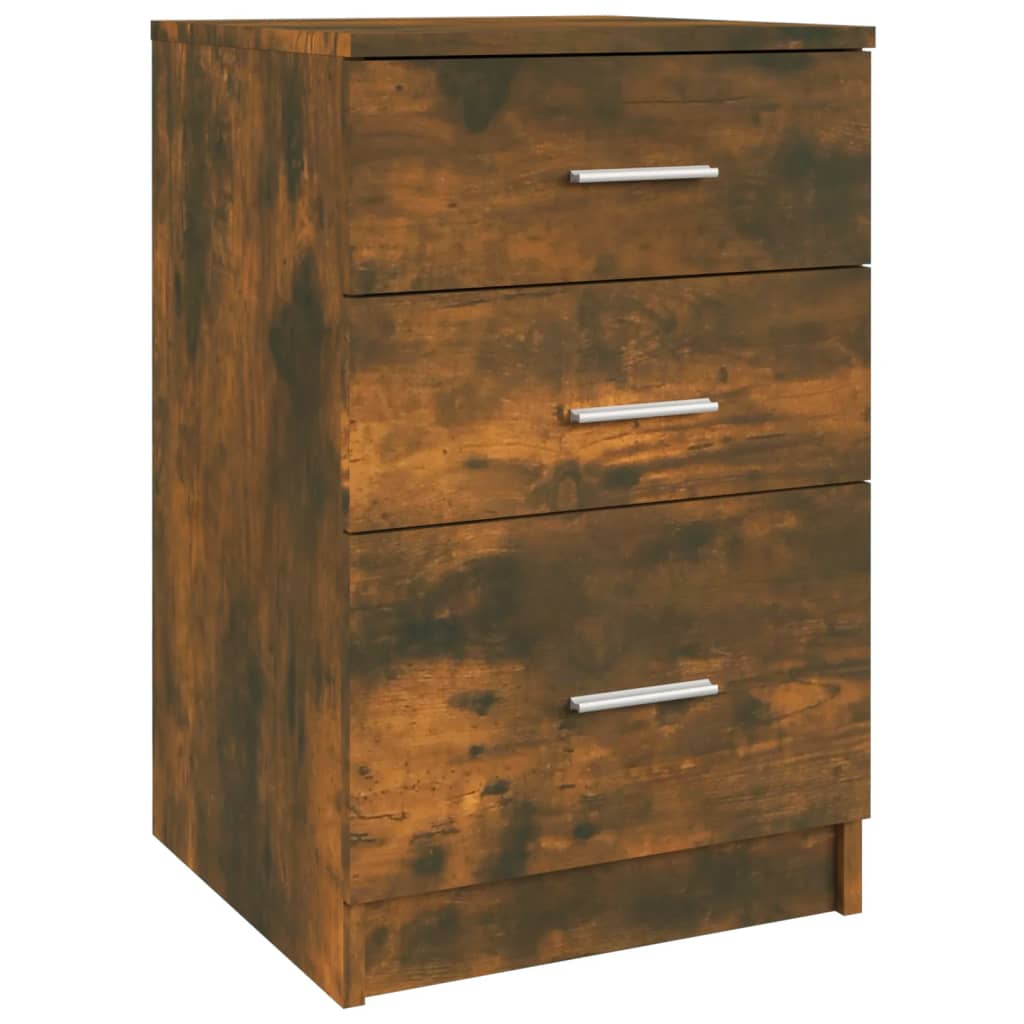 Compact Smoked Oak Bed Cabinet - 40x40x63 cm, Engineered Wood