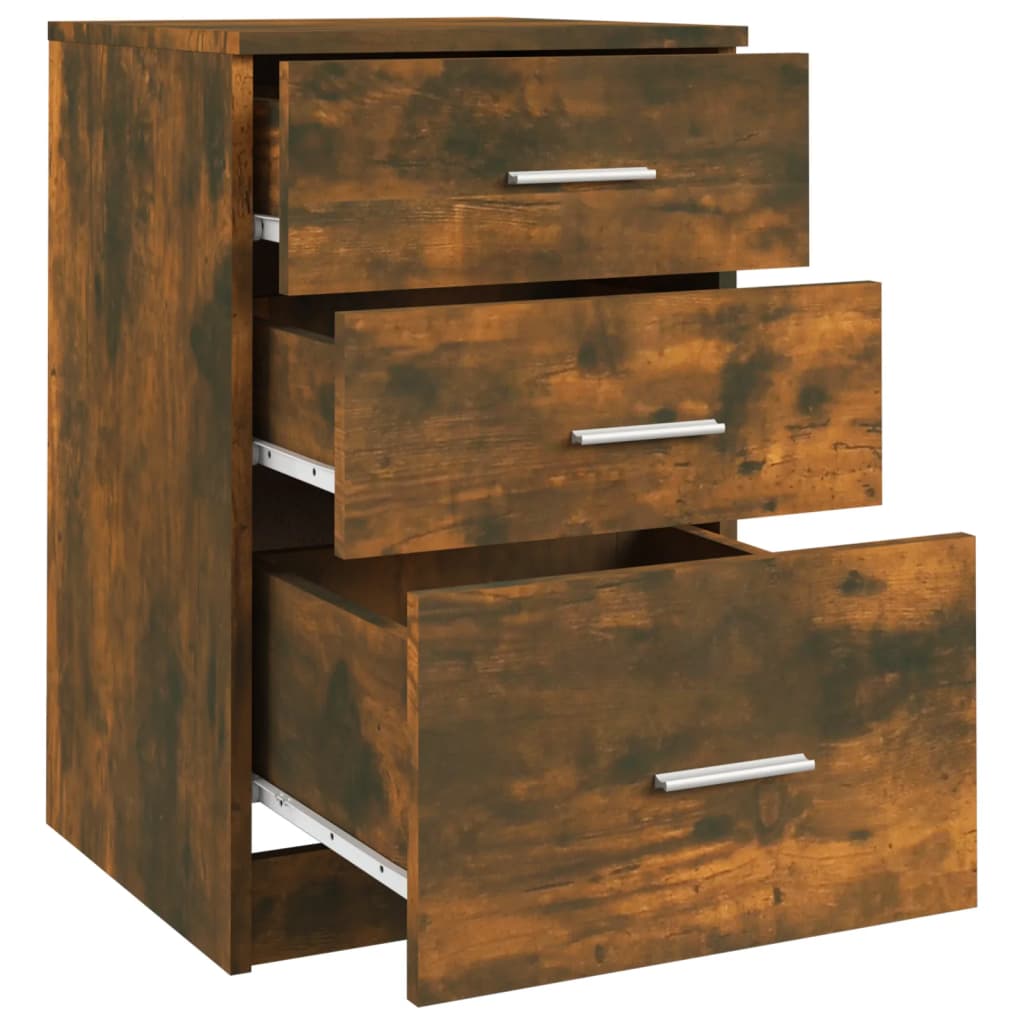 Compact Smoked Oak Bed Cabinet - 40x40x63 cm, Engineered Wood