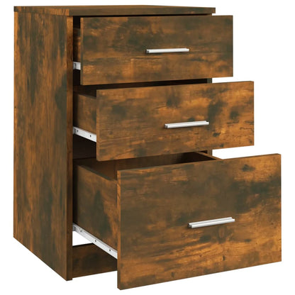 Compact Smoked Oak Bed Cabinet - 40x40x63 cm, Engineered Wood