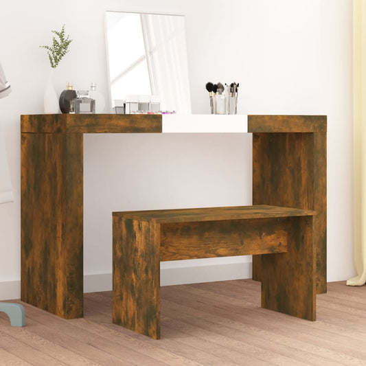Smoked Oak Dressing Stool - Engineered Wood 70x35x45 cm