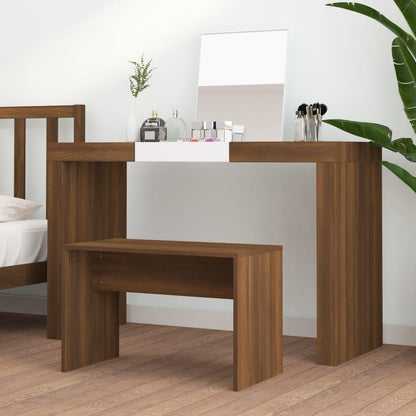 Brown Oak Dressing Stool 70x35x45 cm - Engineered Wood Elegance