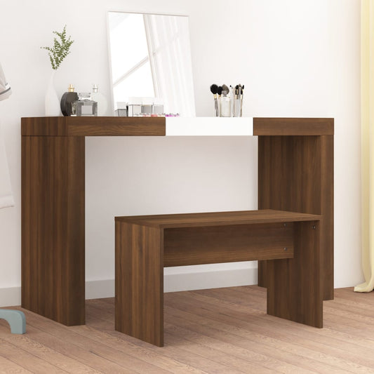 Brown Oak Dressing Stool 70x35x45 cm - Engineered Wood Elegance