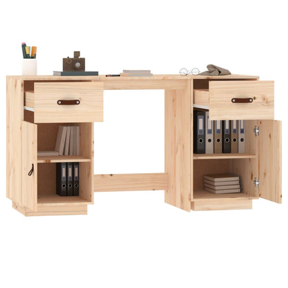 Solid Pine Wood Desk with Cabinets, 135x50x75 cm
