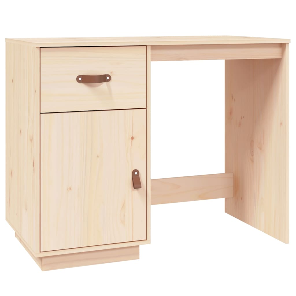 Solid Pine Wood Desk with Cabinets, 135x50x75 cm