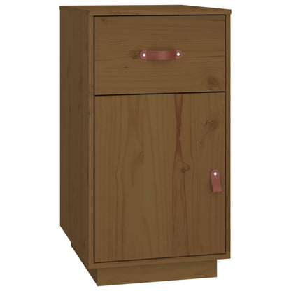 Honey Brown Solid Pine Desk with Cabinets - 135x50x75 cm