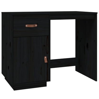 Black Solid Pine Desk with Cabinets - 135x50x75 cm