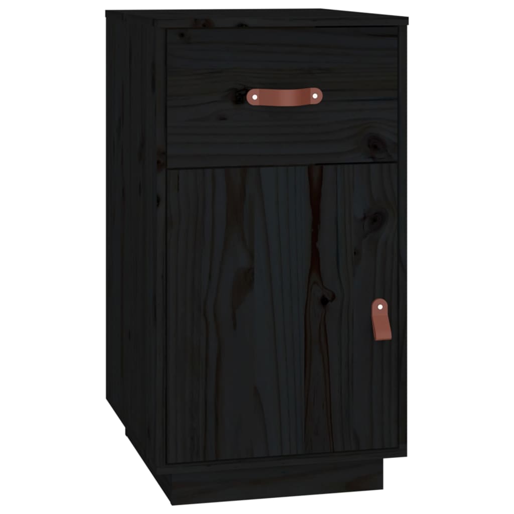 Black Solid Pine Desk with Cabinets - 135x50x75 cm