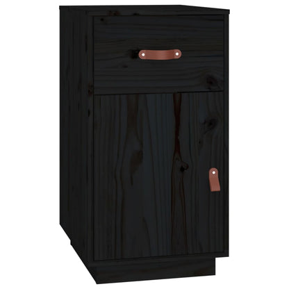 Black Solid Pine Desk with Cabinets - 135x50x75 cm