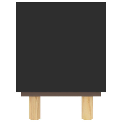 TV Cabinet Black 80x30x40 cm Solid Wood Pine and Natural Rattan