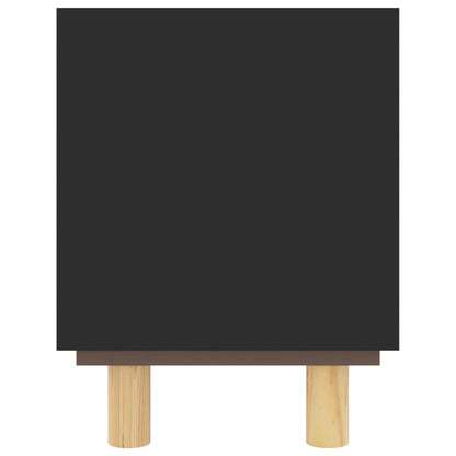 TV Cabinet Black 105x30x40 cm Solid Wood Pine&Natural Rattan