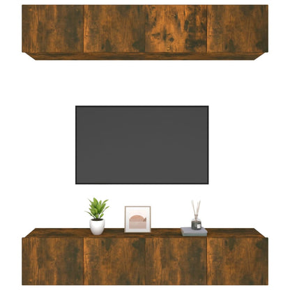 TV Cabinets 4 pcs Smoked Oak 80x30x30 cm Engineered Wood