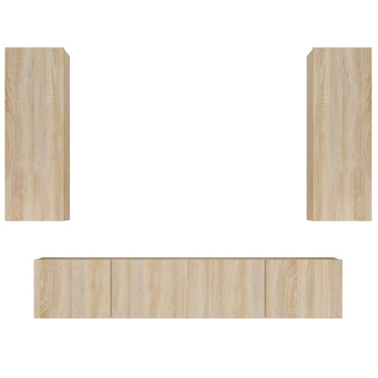 4 Piece TV Cabinet Set Sonoma Oak Engineered Wood