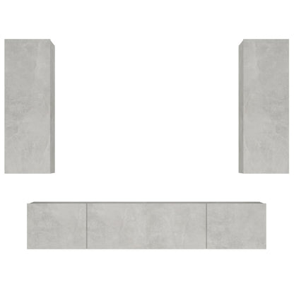 4 Piece TV Cabinet Set Concrete Grey Engineered Wood