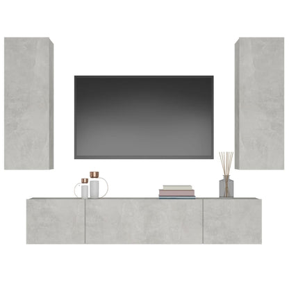 4 Piece TV Cabinet Set Concrete Grey Engineered Wood