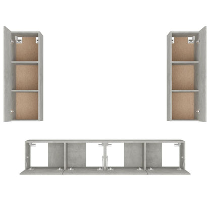 4 Piece TV Cabinet Set Concrete Grey Engineered Wood