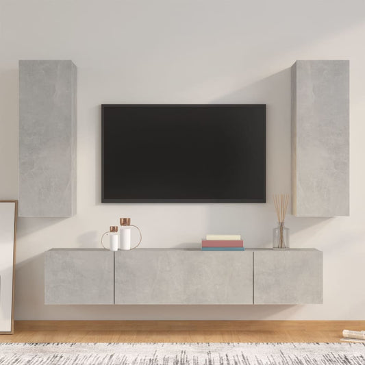 4 Piece TV Cabinet Set Concrete Grey Engineered Wood