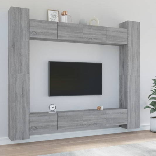 8 Piece TV Cabinet Set Grey Sonoma Engineered Wood