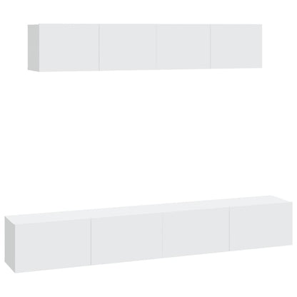 4 Piece TV Cabinet Set White Engineered Wood