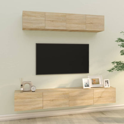 4 Piece TV Cabinet Set Sonoma Oak Engineered Wood