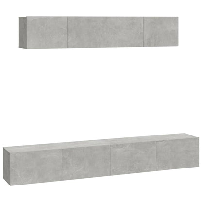 4 Piece TV Cabinet Set Concrete Grey Engineered Wood