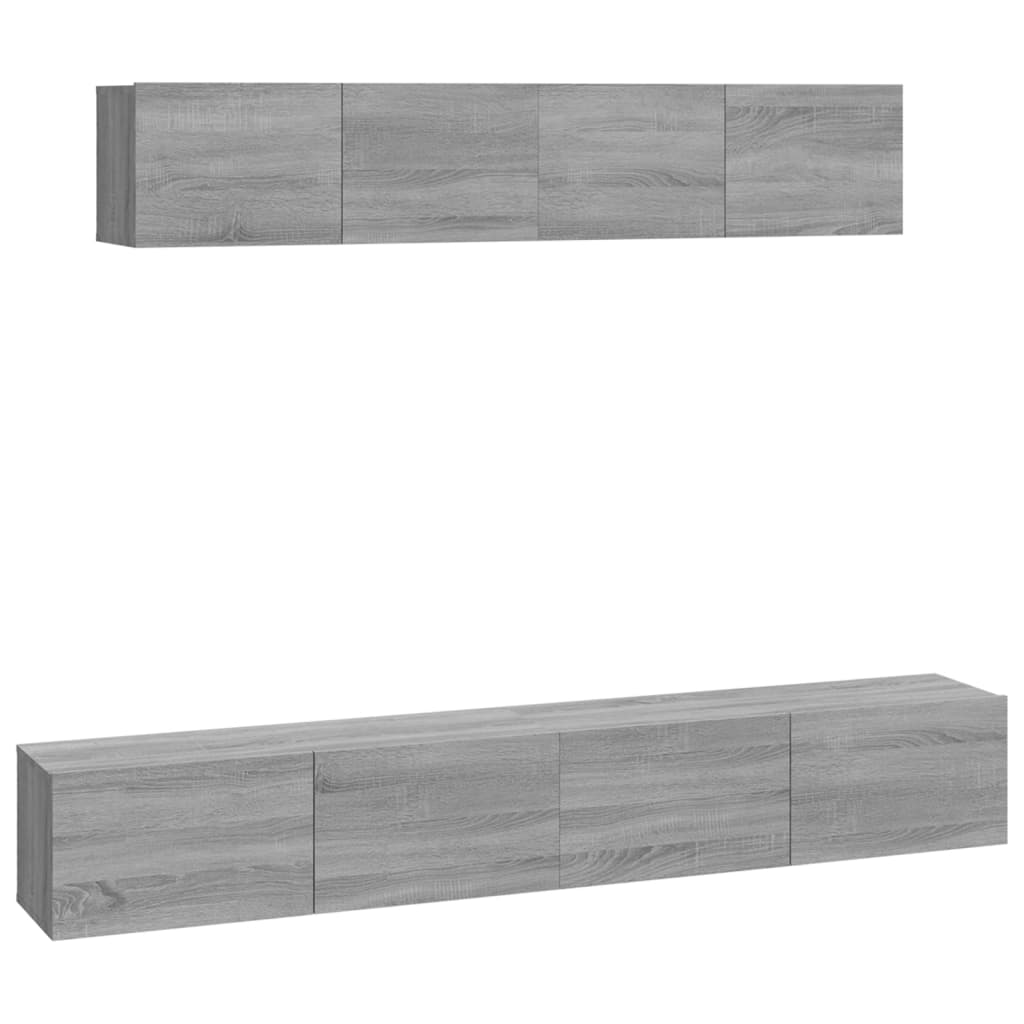 4 Piece TV Cabinet Set Grey Sonoma Engineered Wood
