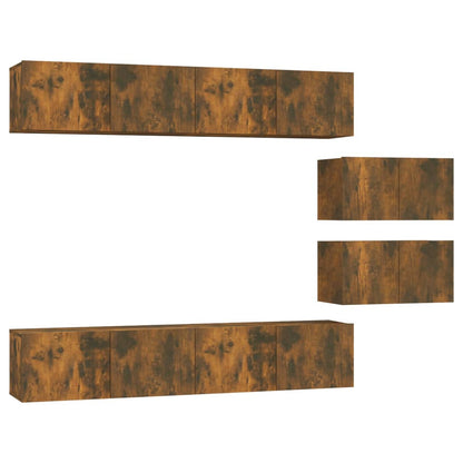 4 Piece TV Cabinet Set Smoked Oak Engineered Wood