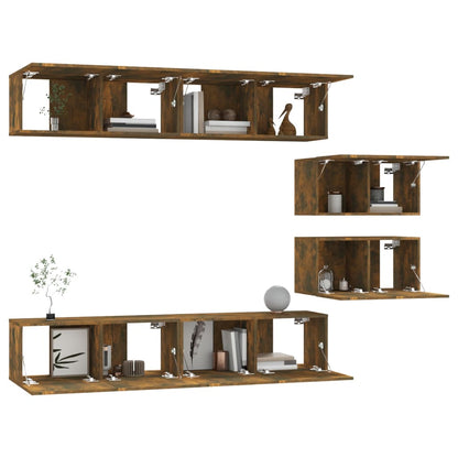 4 Piece TV Cabinet Set Smoked Oak Engineered Wood