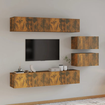 4 Piece TV Cabinet Set Smoked Oak Engineered Wood